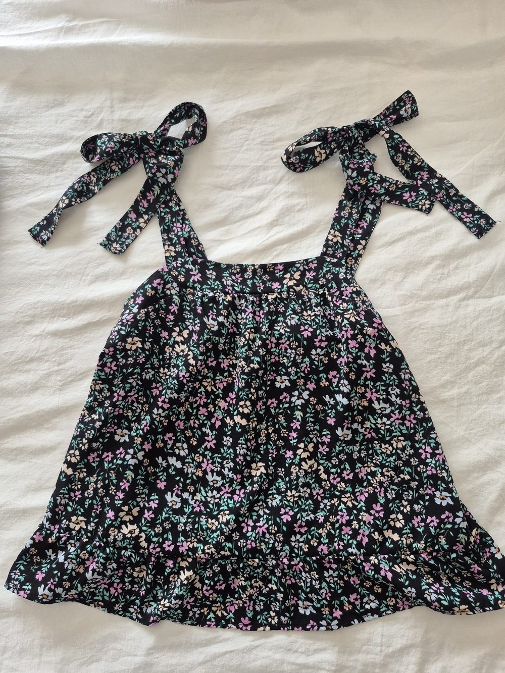 Hippie Rose Black Floral Tie-Shoulder Tank Top